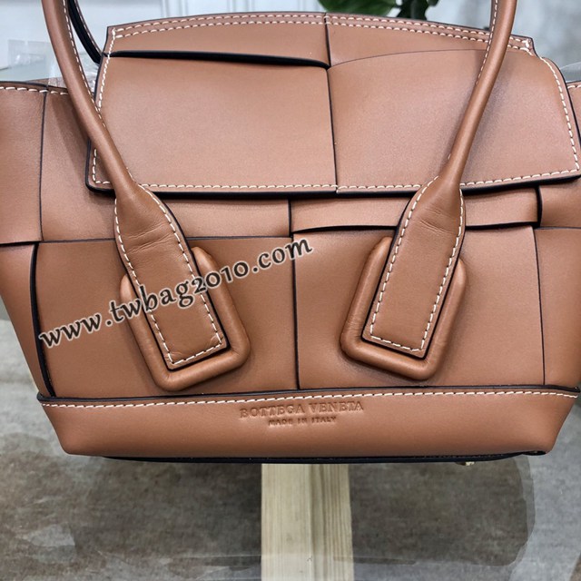 Bottega veneta高端女包 6693焦糖色 寶緹嘉新款the Arco29mini平紋進口皮包 BV經典款手拎女包  gxz1305